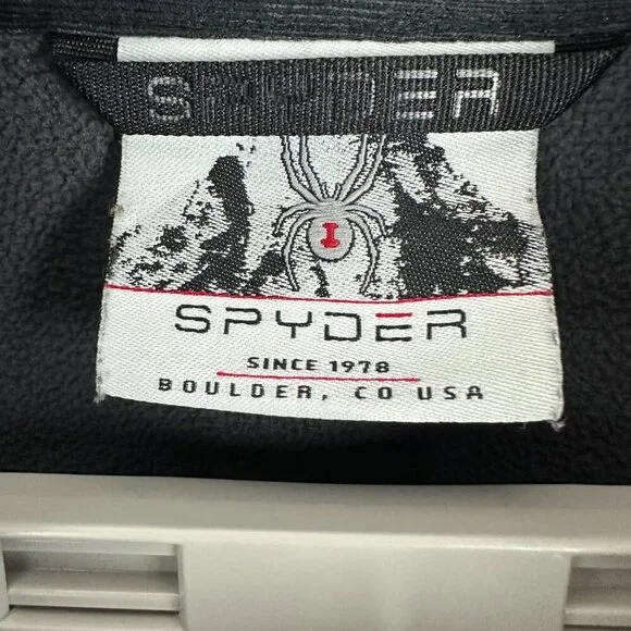 SPYDER MEN'S OUTBOUND 1/4 ZIP PULLOVER, GRAY, BLACK, BLUE ZIPPER, LOGO, SIZE L - Picture 2 of 12